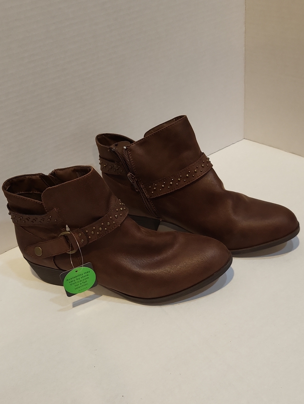 NWT a.n.a A New Approach Brown Studded Harness Ankle Boots Size 9W